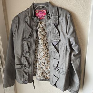 Dollhouse Gray Jacket with Ruffle Accents